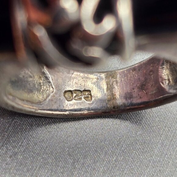 Sterling Silver 925 Black Onyx Statement Ring Size 8 Filigree Accent 8.68g - Picture 4 of 11